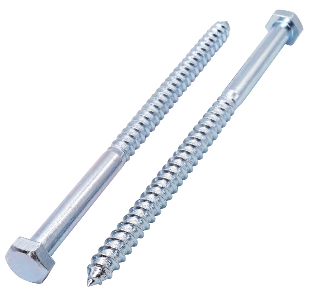 SKIR'CO (6 pcs) DIN 571 Zinc Plated Steel Hexagon Head Wood Screws M12 x 200 mm, Coach Screws, Hex Screw, Lag Bolts
