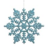Club Pack of 24 Turquoise Blue Glitter Snowflake Christmas Ornaments 4