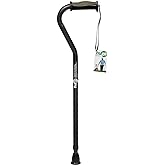 Hugo Adjustable Offset Handle Cane with Reflective Strap, Black