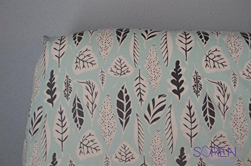 Soren by Angelique Mint Eucalyptus Leaves and Feathers Contoured Changing Pad Cover
