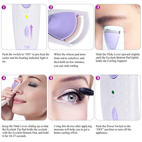 TOUCHBeauty Professional Heated Eyelash Curler with Silicone Refill Pad Curling Tool for Women Long Lasting Naturally Eyelashes EC-2003