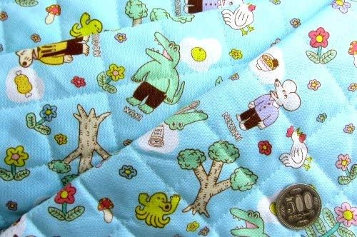 Amazon 40cm単位で販売 ｑ キャラクター キルティング 生地 １００日後に死ぬワニ ブルー 柄番号１ 絵本 えほん キルト キルト生地 手芸 生地 キャラクター 布 ピロル 布 生地 通販