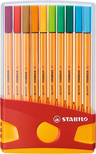 Stabilo Point 88 Fineliner Pens, 0.4 mm - 20-Color Plastic Case Set