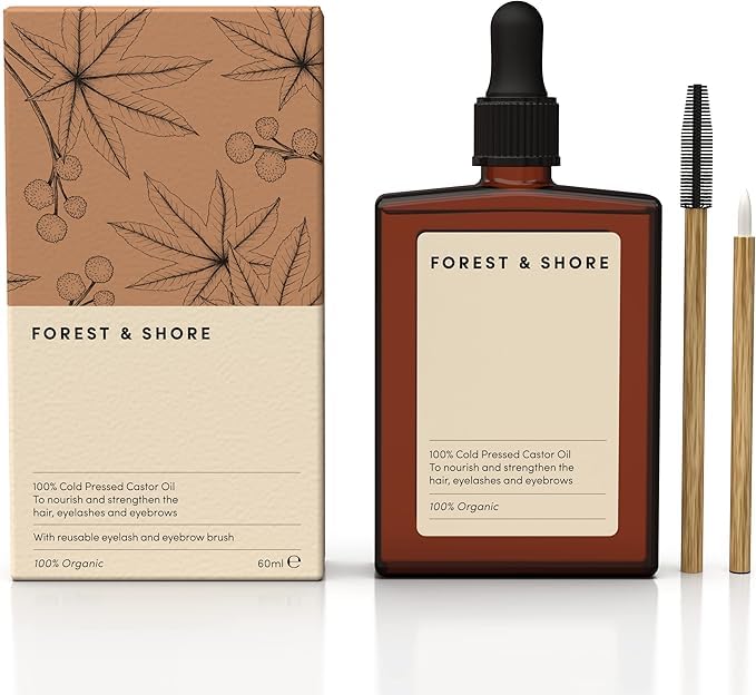 Forest & Shore Castor Oil 100% Natural & Organic for Hair Growth, Eyebrows, Eyelashes and Skin Hair Tonic Oil