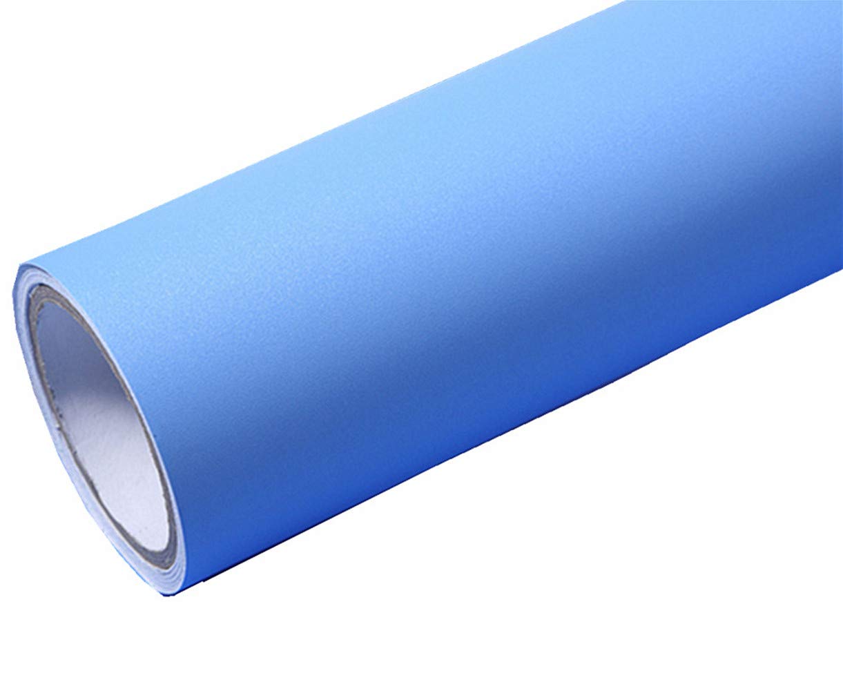 WDragon Solid Color Matte textured Vinyl Adhesive Paper Peel Stick Wallpaper Cabinet Drawer Dresser Shelf Liners Decal,40cm by 250cm (Sky blue)