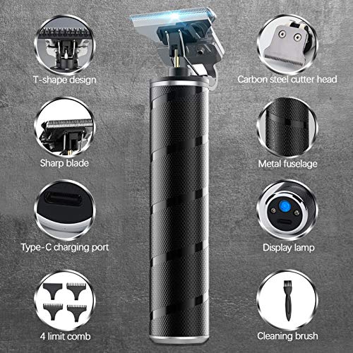 Electric Hair Clippers for Men, Professional Barber Haircut Kit Zero Gapped Beard Trimmer, Cordless Rechargeable T-Bladed Close Cutting Outliner Grooming Shaver Hair Clippers for Baldheaded