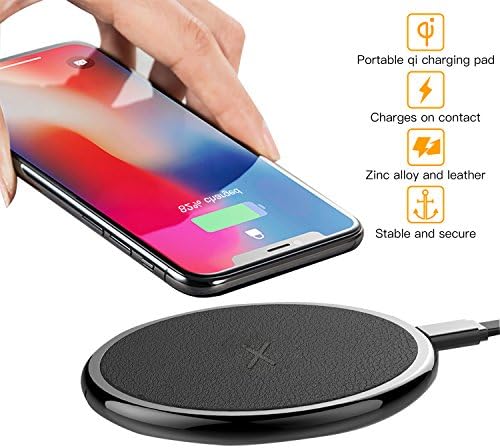 Wireless Charger, 10W Fast Wireless Charger Qi Certified Fast Charge Wireless Charger Pad Supports Qi compatible phones (No AC Adapter) -CW100