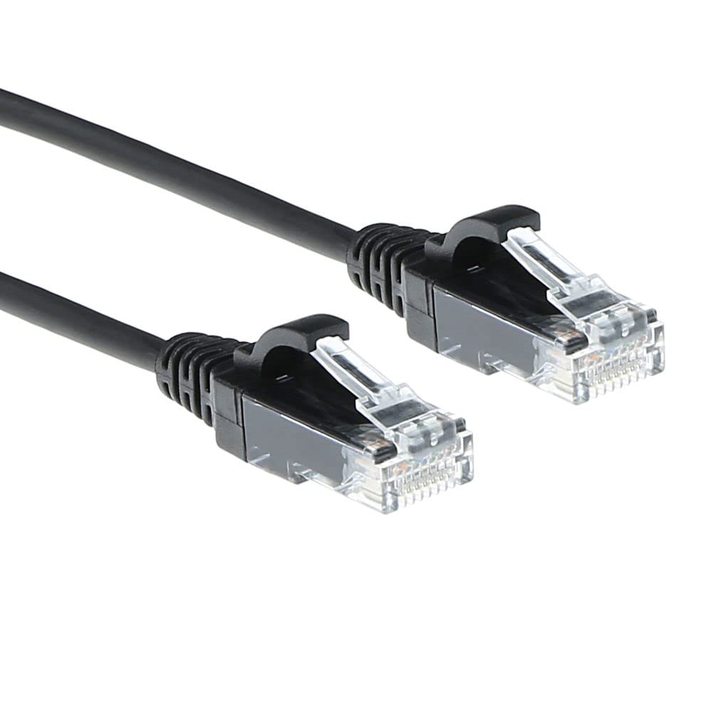 ACT Cat6 Network Cable, U/UTP LSZH LAN Cable, Thin 3.8 mm Slimline, Flexible Snagless Ethernet Cable with RJ45 Connector, for Use in Data Centres, 3 Metres, Black - DC9903