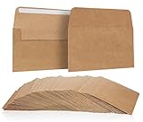 100 Pack, Size A4 Brown Kraft Paper Envelopes Self Sealing Adhesive Stationery For General, Office, Home Use - Tan - Set of 100 - 4.25 x 6.25 Inches