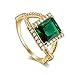 Psiroy Yellow Gold Plated Simulated Emerald Quartz Twisted Knot Halo Engagement Ring