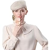 HIMESPORT Women's Elegant Bridal Straw Fascinator Hat with Veil | Wedding Church Hat & Formal Tea Party Headpiece