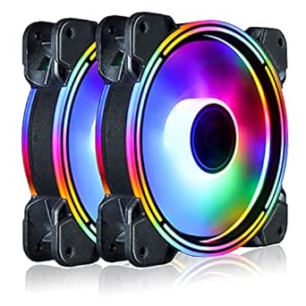 Conisy Rainbow Series 120mm Case Fan for Computer Case, Super Silent Efficient RGB LED PC Cooling Fan - Dual Pack (Colorful)