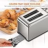 Toaster 2 Slice Wide Slots 815 W, Polished Stainless Steel Housing, 6 Browning Settings, High Lift Feature, Defrost Cancel and Reheat Functions, Slide Out Crumb Tray