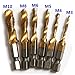 6 Pcs High Speed Steel HSS 4241 1/4 Inch Hex Shank Screw Thread Metric Tap Drill Bit M3/4/5/6/8/10 Combination Drill and Tap Set