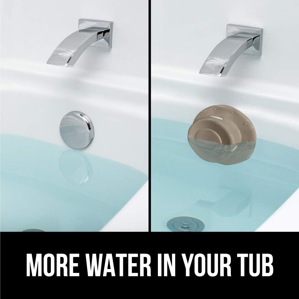 Gorilla Grip Premium Bathtub Overflow Drain Cover, Adds Inches of Water for Deeper and Warmer Bath, Suction Cup Seal, Plug Stopper Covers for Tub Drains, Bathroom Accessories, Beige Opaque: Home & Kitchen
