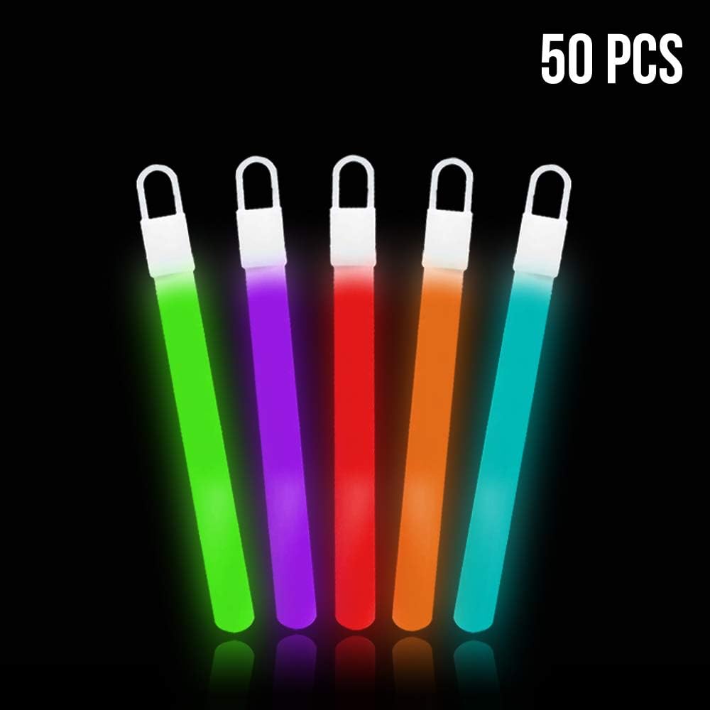Lumistick 4 Inch Glow Sticks with Detachable Top Loop & Strings | Non-Toxic Glow in The Dark Camping Night Party Favor Supplies | Bright Colors Light Glowing up to 12 Hours (50 Glow Sticks, Assorted)