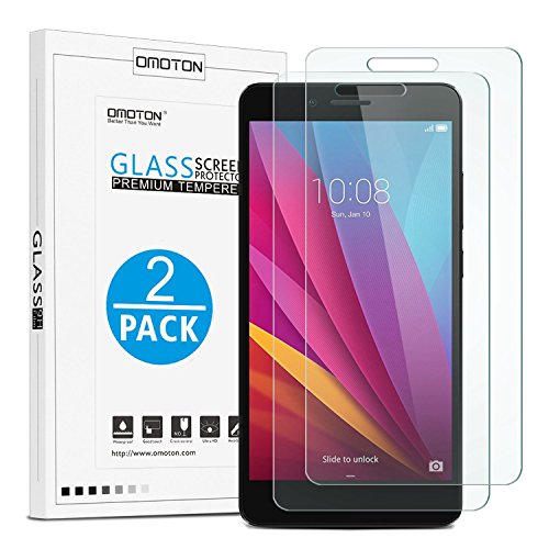 [2-pack] honor 5x glass screen protector, omoton tempered glass s…