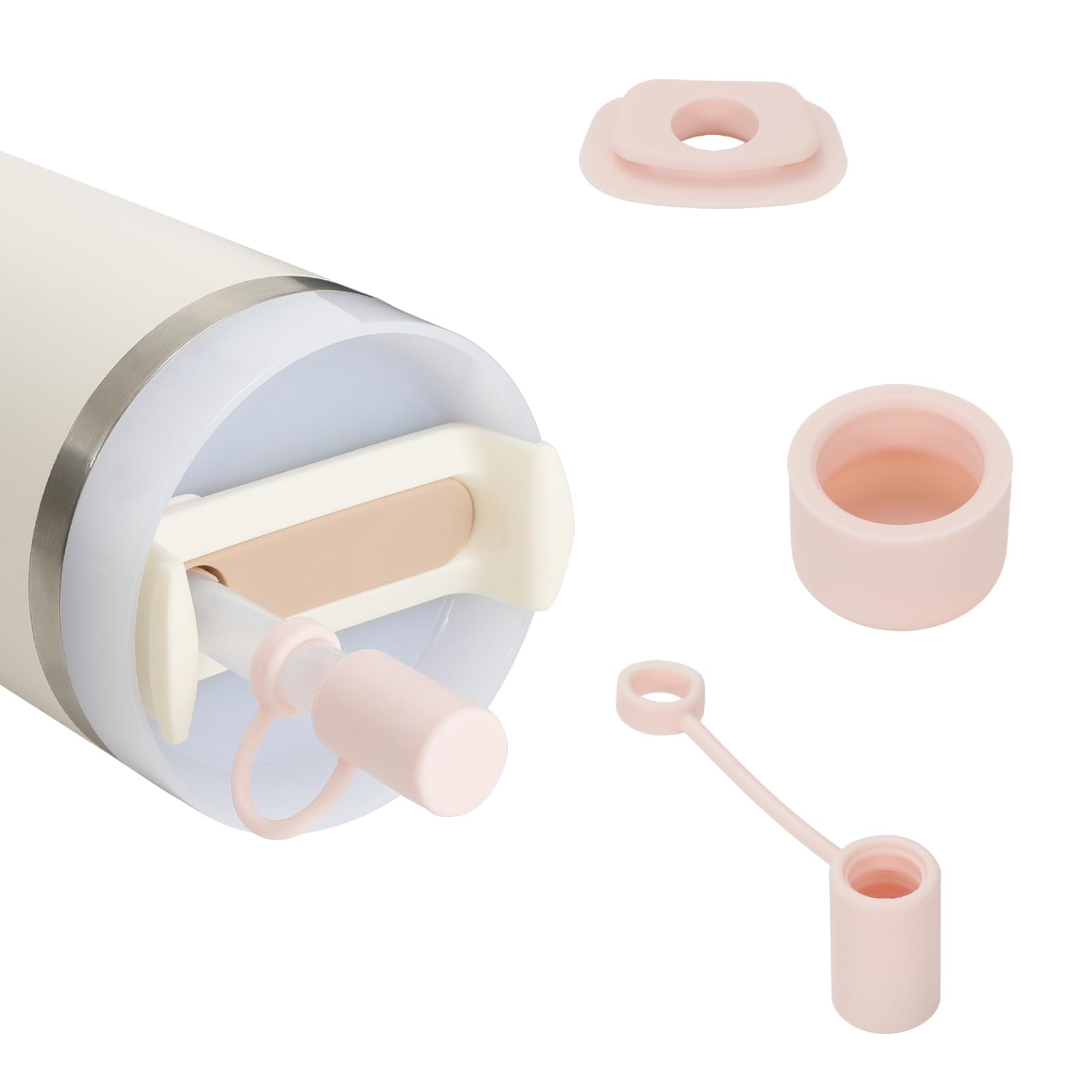 Photo 1 of Kapiado 1 Set 14oz Stanley Cup Spill Stopper compatible 1.0&2.0, Leak Proof Accessory with Straw Cap and Square Pad and Round Cover (Rose, 1)