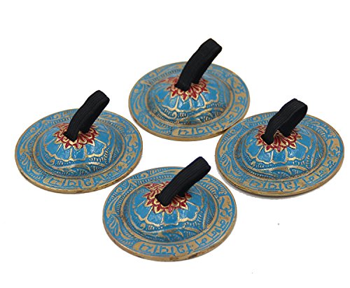 DharmaObjects Belly Dancing OM Namah Pro Finger Zills or Cymbals (Turquoise)