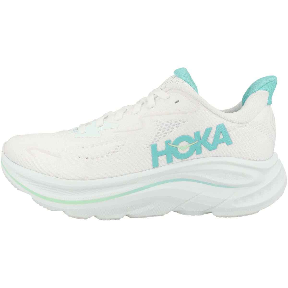 Hoka Women's Clifton 10 White/Cielo Blue 5.5 Wide Image