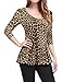 Allegra K Women's Animal Print Long Sleeve Ruffle Hem Scoop Neck Casual Peplum Top Medium Brown-Leopard