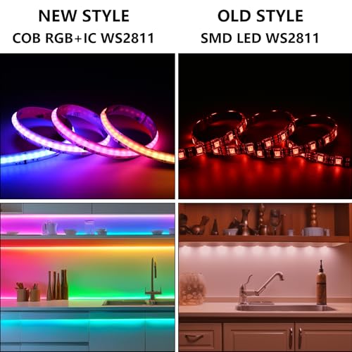 BENLUN WS2811 COB LED Strip 24V 20M (10M X 2), Color Variable RGB+IC, LED Strip with Remote Control and Power Supply for Bedroom Kitchen Acoustic Panels Gaming Decoration