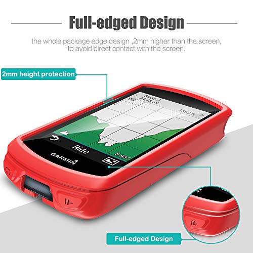 TUSITA Case for Garmin Edge 1030 - Silicone Protective Cover - GPS Bike Computer Accessories (Red)