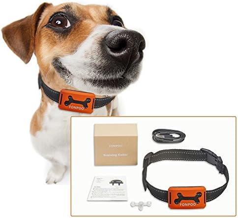 FONPOO No Bark Collar FP-668S, Humane Bark Control Collar, Rechargeable Training Collar For Small Medium And Large Dogs, Beep, Vibration and Sensitivity Anti Bark Reflective