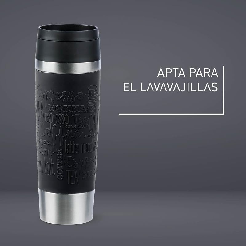 Classic, Taza de Viaje de 0,5L, Negra, Acero inoxidable