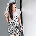 OURS Women's Short Sleeve Casual Floral Printed Dress Loose Top Blouses