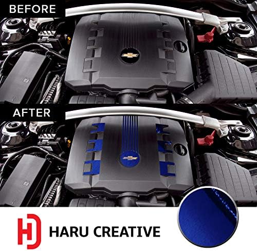 Haru Creative - Engine Emblem Logo Letter Overlay Vinyl Decal Sticker Compatible with and Fits Chevy Camaro 2010 2011 2012 2013 2014 2015 - Chrome Blue