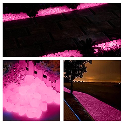 300pcs Glow in the dark Garden Pebbles, Gardening Luminous Glow Stones Outdoor Decor Glowing Water Fish Tank Gravel (Pink) - Thumbnail 4