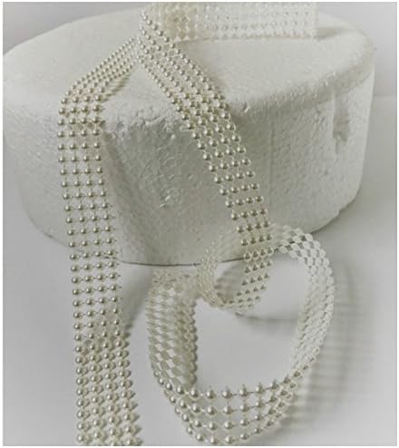 5 Yard Pearl MESH Ribbon Banding Wedding Cake Craft Trim Bling Decoration Anniversary (4 Row)
