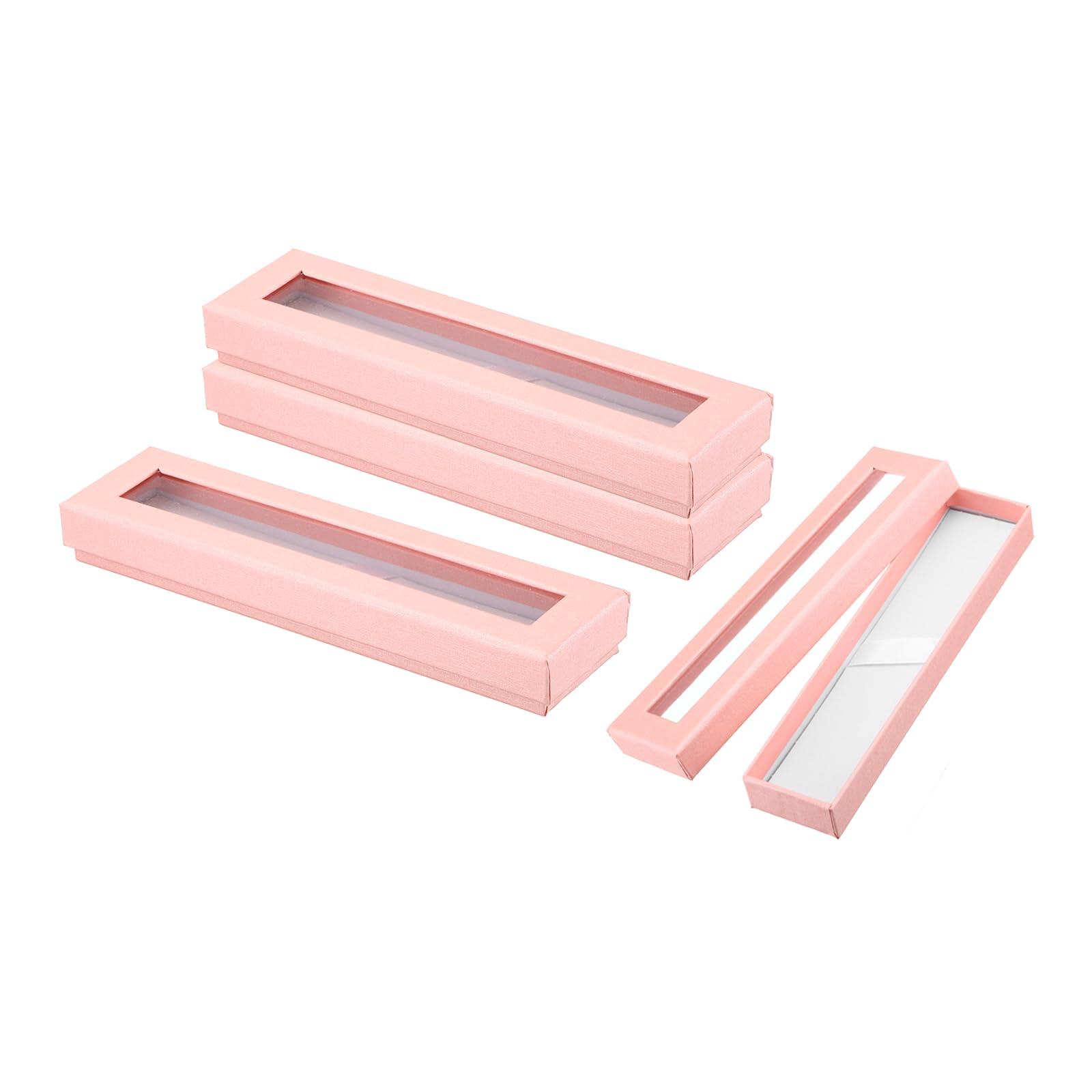 PATIKIL Pen Gift Box, 4 Pack Empty Pen Case Cardboard Case with Clear Window Pen Presentation Display Box for Pencil Ballpoint Jewelry Business Office, Pink