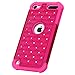 iPod Touch 5 / iPod Touch 6, Touch 5 / Touch 6 Case, Style4U Studded Rhinestone Crystal Bling Hybrid Armor Case Cover for Apple iPod Touch 5 / iPod Touch 6 with 1 Stylus [Hot Pink/Hot Pink]