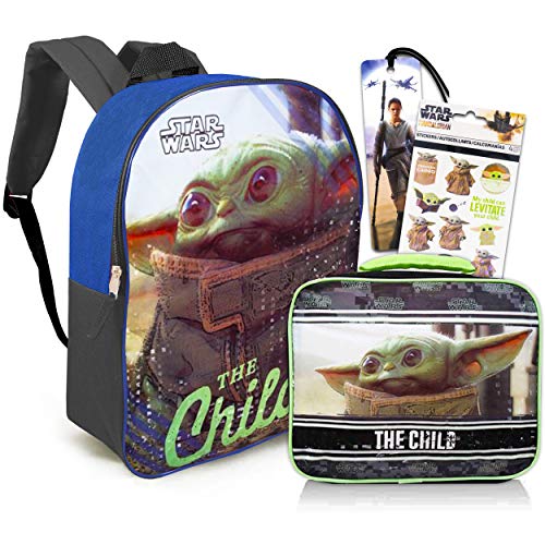 Mandalorian Baby Yoda Lunch and The Child Backpack Bundle Large 16