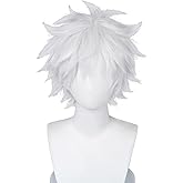 COSPLAZA Cosplay Wig Short Silver White Fluffy male anime show Halloween party Hair Wigs