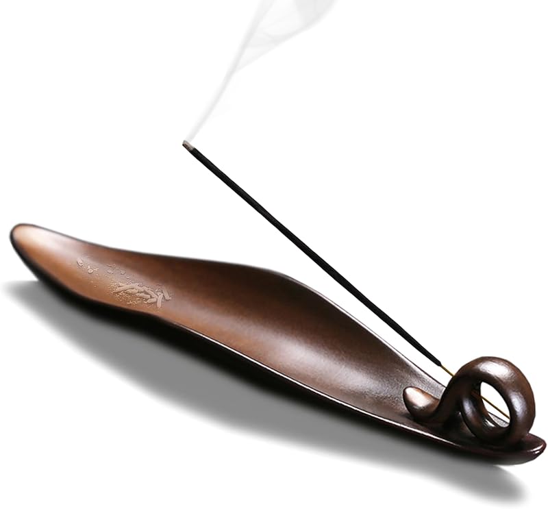 Moylor 9" Ceramic Incense Stick Holder with 3 Holes - Brown