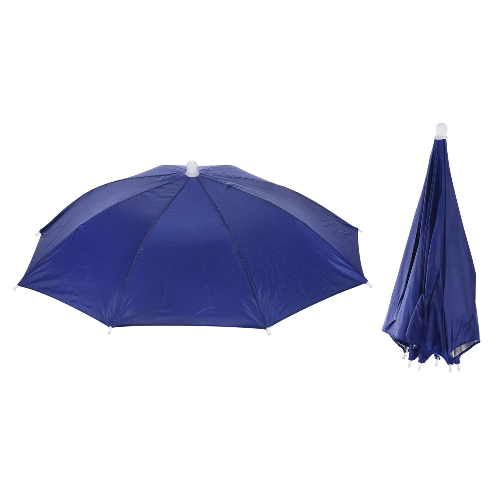 PATIKIL Umbrella Hat, 2 Pack 20 Inch Folding Sun Rain Cap Hands Free Fishing Umbrella Hat for Golf Fishing Camping Outdoor, Dark Blue