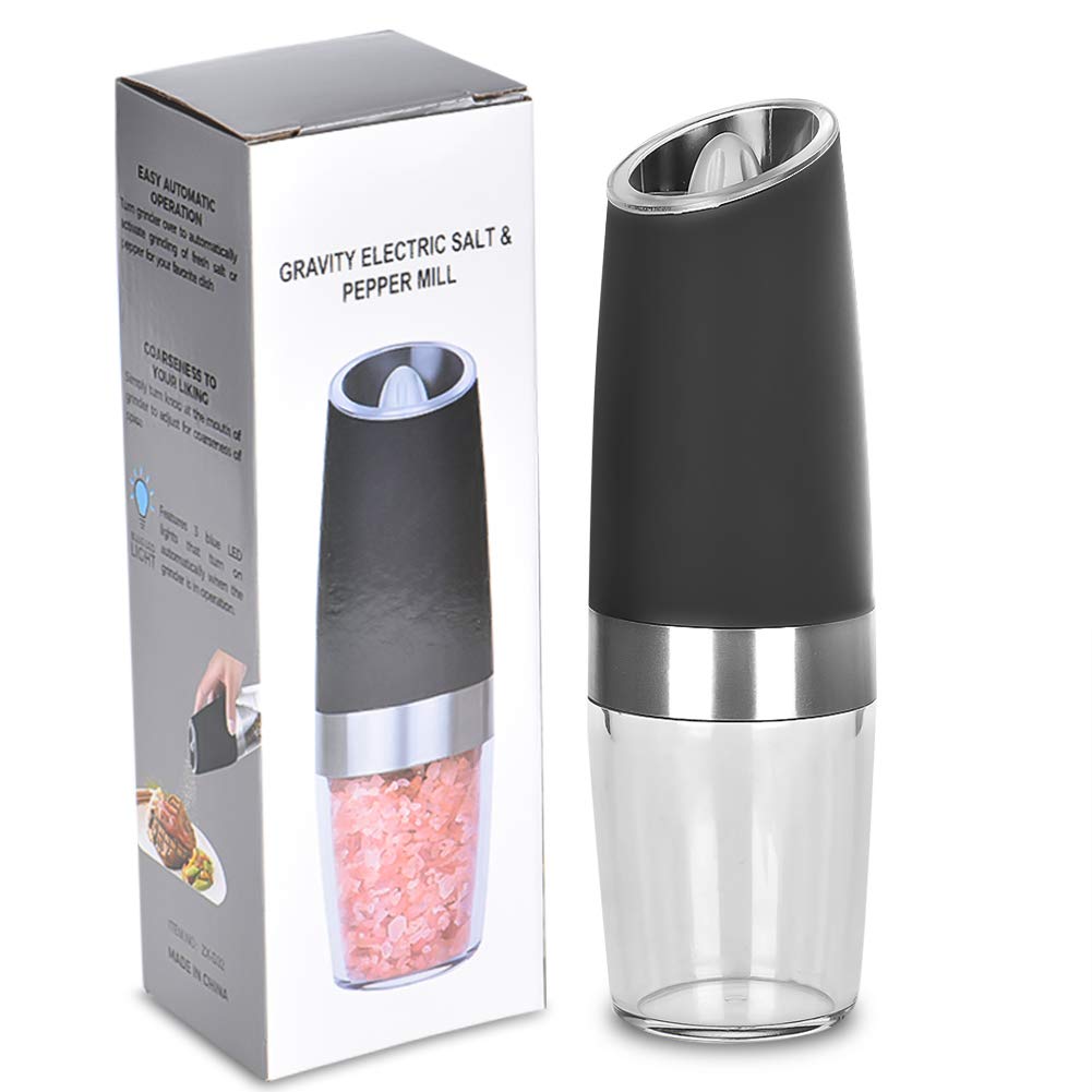 Schwerkraft Elektrische Pfeffermühle, Salz und Pfeffermühle Gewürzmühle mit einstellbarem Grobheits mechanismus, Keramik-Mechanismus, Automatikbetrieb, Batteriebetrieben mit Blauem LED-Licht