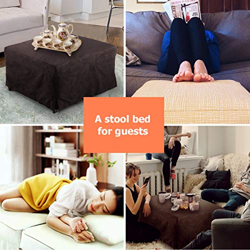 NOVA_FURNITURE Ottoman Sleeper Bed, Foam Mattress, Folding Convertible Bed with Guest Hideaway Bed, No Assembly Required,Microfiber Slip Cover,Camel