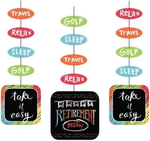 Creative Converting Retirement Chalk Hanging Party Dangler Decorations (3 Pack)