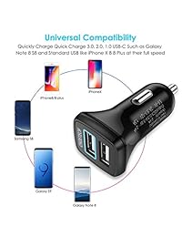 Cargador rápido USB 3.0 tipo C, cargador para auto, dos USB CHOETECH de 30 W, cargador para auto con cable USB C para Galaxy Note 8, S8, S8 Plus, LG G6, G5, HTC 10, Nokia 8, Samsung, iPhone, iPad y más