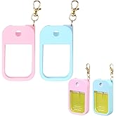 KYRGEU 2 Pack Hand Sanitizer Spray Case Compatible with Touchland Power Mist 1 oz – Silicone Case with Keychain for Touch Land Mist 1 fl oz（30 ml）, Hand Sanitizer Accessory for 1 fl oz (Pink+Blue)