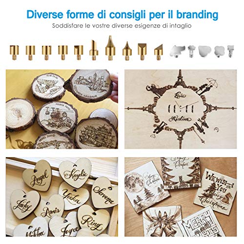 Kit Pirografia Legno WaxRhyed, Pirografia Legno 39 Pezzi Saldatura Elettrica Kit, 60W Temperatura Regolabile 200a 450℃, interruttore ON/OFF, Attrezzi Incisione Professionale lavori su Cuoio Legno