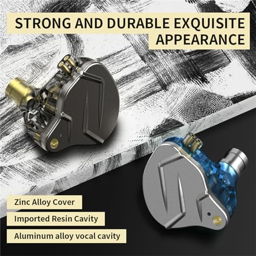 Yinyoo KZ ZSN Pro In-Ear Earphones Monitor Hybrid Dynamic Driver Balanced Armature Headphones Dual Driver 1DD 1BA Deep Bass Stereo Sound Ergonomic Comfortable (Grey Without Microphone)