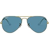 Ray-Ban Unisex RB3025 Classic Polarized Aviator Sunglasses, Legend Gold/Polarized Blue, 58 mm