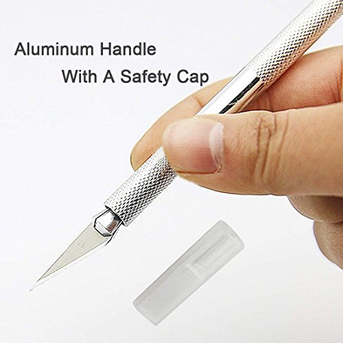COMIART Precision Cutter Utility and Hobby Knife, 1 Pcs Solid Metal Craft Pen Knife with 36 Pcs Premium Grade Blades for Art, Hobby, Sculpture, Scrapbooking, Fine Point, Repair DTY
