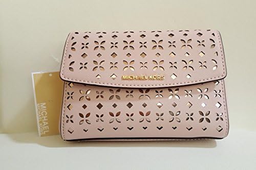 Michael Kors Ava Medium Wristlet Flora Perf Saffiano Leather Shiny Rhodium - Blossom Ballet