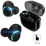 True Wireless Earbuds,Bluetooth Headphones TWS Touch Control BT V4.2 Headset with Mic Charging Box Sweatproof Mini Stereo Sports Gym Running Earphones Dual In-Ear Phone Earpieces for iPhone X 7S IOS
